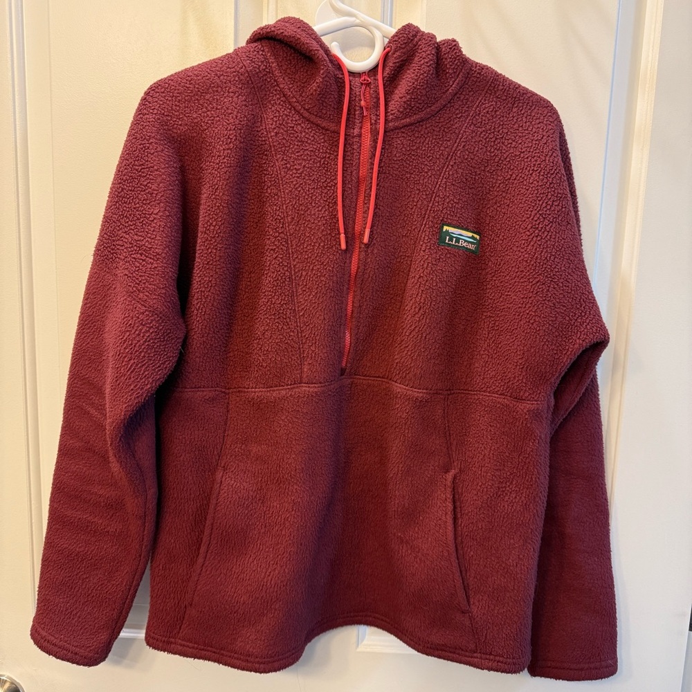 L.L. Bean Burgundy Fleece Quarter Zip Pullover